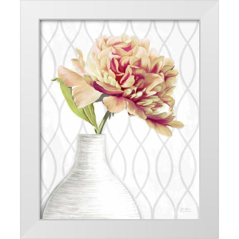 Designer Peony 1 White Modern Wood Framed Art Print by Art Atelier Alliance
