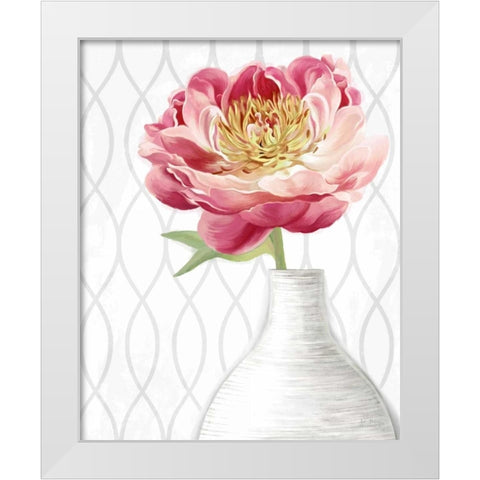 Designer Peony 2 White Modern Wood Framed Art Print by Art Atelier Alliance