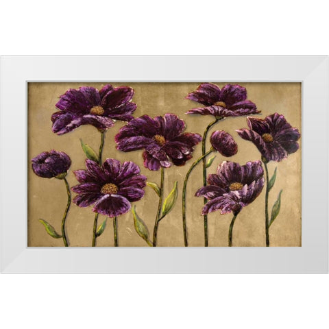 Plum Bliss Handpainted Canvas White Modern Wood Framed Art Print by Art Atelier Alliance