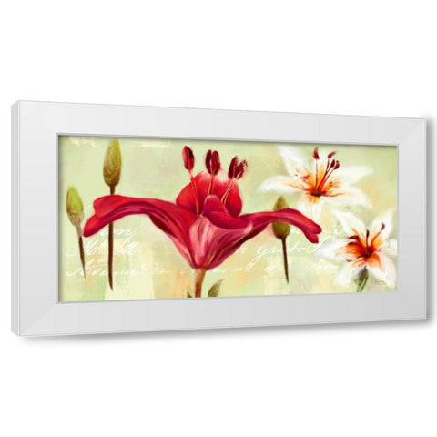 Bursting Lilies Garden 1 White Modern Wood Framed Art Print by Art Atelier Alliance