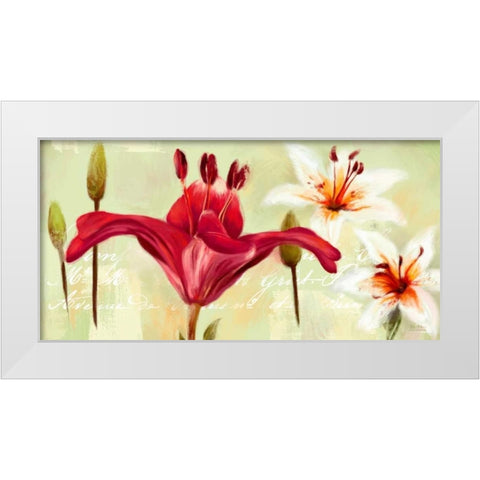Bursting Lilies Garden 1 White Modern Wood Framed Art Print by Art Atelier Alliance