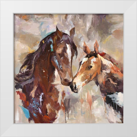 2 Horse White Modern Wood Framed Art Print by Art Atelier Alliance