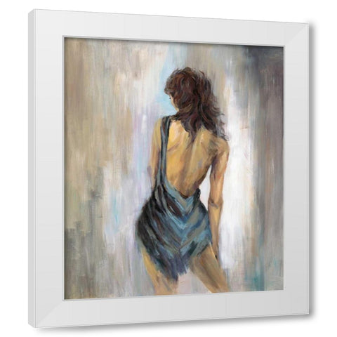 Blue Backless 1 White Modern Wood Framed Art Print by Art Atelier Alliance