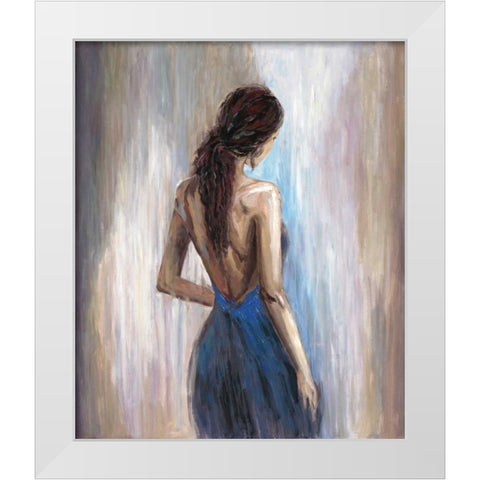 Blue Backless 2 White Modern Wood Framed Art Print by Art Atelier Alliance
