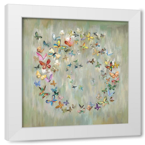 Butterfly Circle 1 White Modern Wood Framed Art Print by Art Atelier Alliance