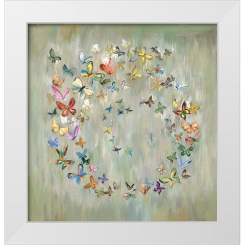 Butterfly Circle 1 White Modern Wood Framed Art Print by Art Atelier Alliance