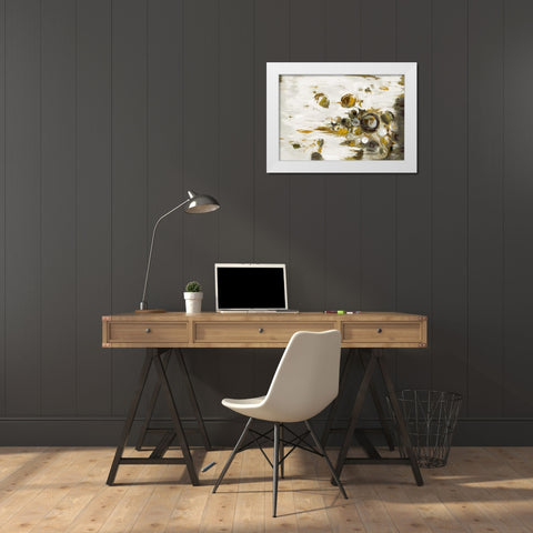 Subdued Circles White Modern Wood Framed Art Print by Art Atelier Alliance