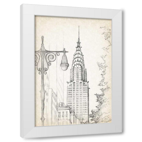 A New York Avenue Sketch White Modern Wood Framed Art Print by Art Atelier Alliance