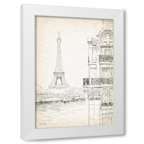 Paris Sketch Book White Modern Wood Framed Art Print by Art Atelier Alliance
