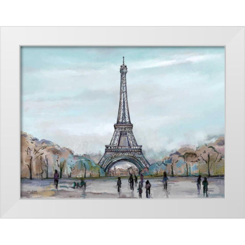Watercolour Sketch Book Paris White Modern Wood Framed Art Print by Art Atelier Alliance