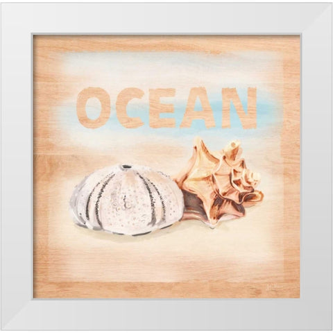 Natural Ocean Words White Modern Wood Framed Art Print by Art Atelier Alliance