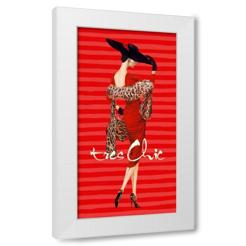Tres Chic Fashion Illustration In Red White Modern Wood Framed Art Print by Art Atelier Alliance