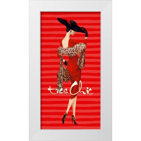 Tres Chic Fashion Illustration In Red White Modern Wood Framed Art Print by Art Atelier Alliance