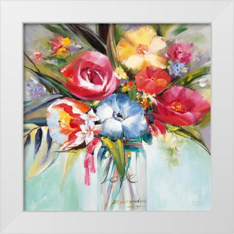 Lush Painterly Blossoms White Modern Wood Framed Art Print by Art Atelier Alliance