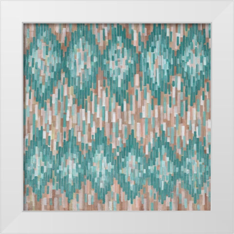 Linear Ikat-Blue White Modern Wood Framed Art Print by Art Atelier Alliance