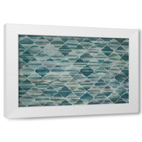 Indigo Lattice White Modern Wood Framed Art Print by Art Atelier Alliance