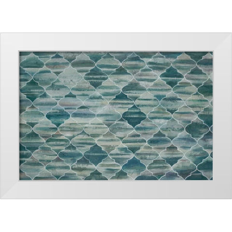 Indigo Lattice White Modern Wood Framed Art Print by Art Atelier Alliance