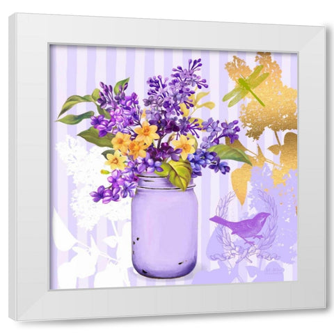 Lilac Mason Jar Bouquet White Modern Wood Framed Art Print by Art Atelier Alliance
