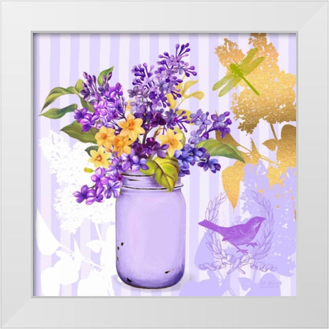 Lilac Mason Jar Bouquet White Modern Wood Framed Art Print by Art Atelier Alliance
