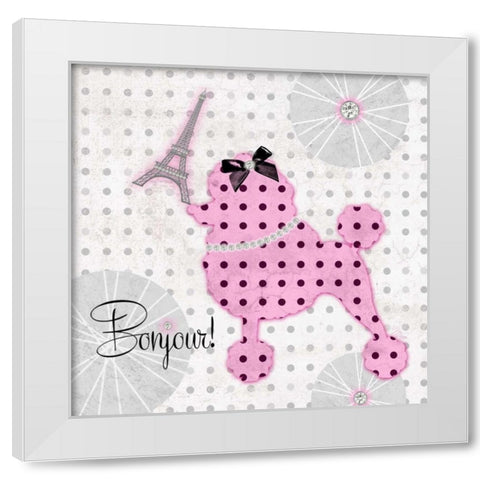 A Pink Poodle Kind of Day White Modern Wood Framed Art Print by Amori, Miyo