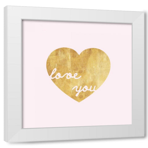 Heart of Gold Love - Pink White Modern Wood Framed Art Print by Amori, Miyo