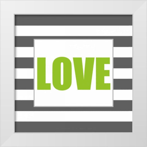 Shiny Big Love Green White Modern Wood Framed Art Print by Amori, Miyo