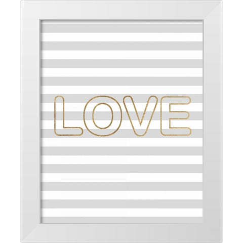 Love Outlined White Modern Wood Framed Art Print by Amori, Miyo