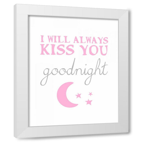 Kiss You Goodnight White Modern Wood Framed Art Print by Amori, Miyo