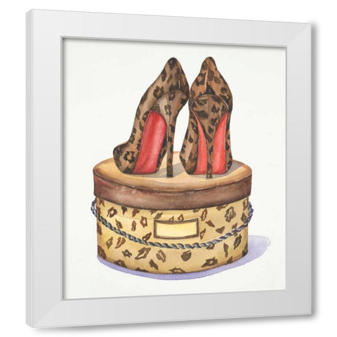 Leopard Heels White Modern Wood Framed Art Print by Jing, Jin