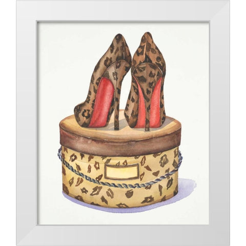 Leopard Heels White Modern Wood Framed Art Print by Jing, Jin