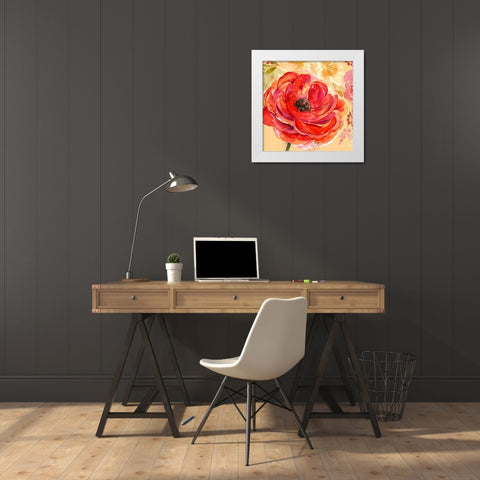 Festive Flowers 1 White Modern Wood Framed Art Print by Jin, Jing