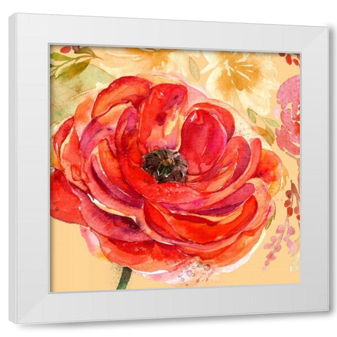 Festive Flowers 1 White Modern Wood Framed Art Print by Jin, Jing