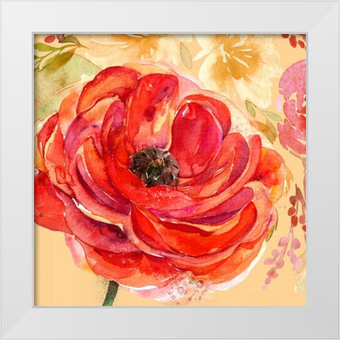 Festive Flowers 1 White Modern Wood Framed Art Print by Jin, Jing