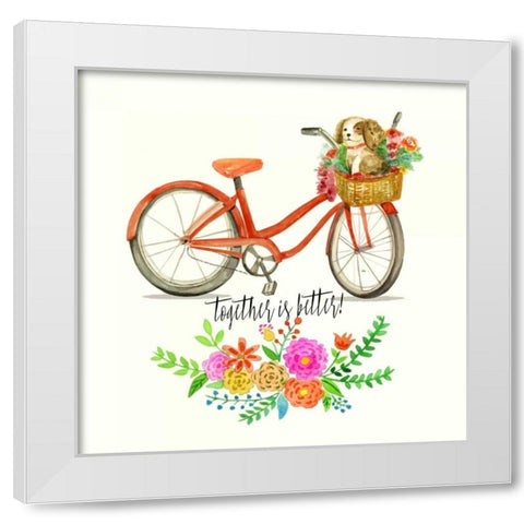 Together Is Better! White Modern Wood Framed Art Print by Jing, Jin