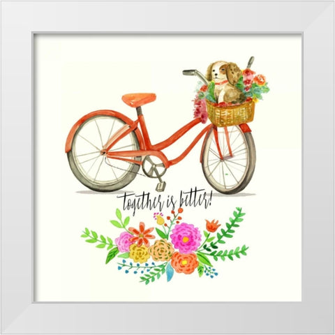 Together Is Better! White Modern Wood Framed Art Print by Jing, Jin