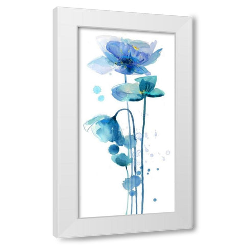 Indigo Poppy 1 White Modern Wood Framed Art Print by Jing, Jin