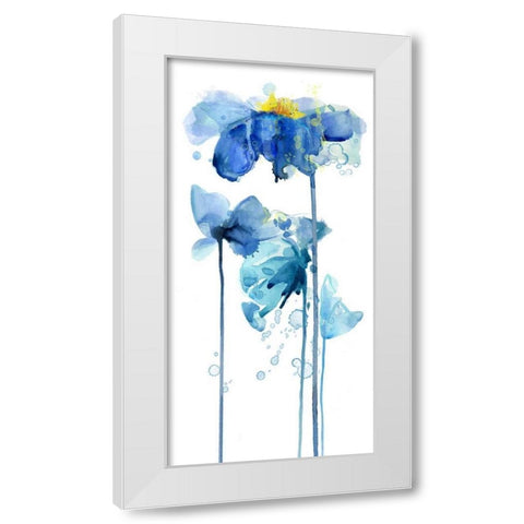 Indigo Poppy 2 White Modern Wood Framed Art Print by Jing, Jin