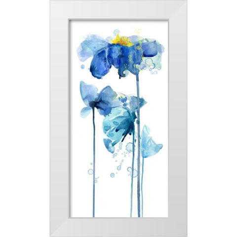 Indigo Poppy 2 White Modern Wood Framed Art Print by Jing, Jin
