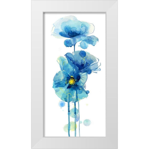 Indigo Poppy 3 White Modern Wood Framed Art Print by Jing, Jin