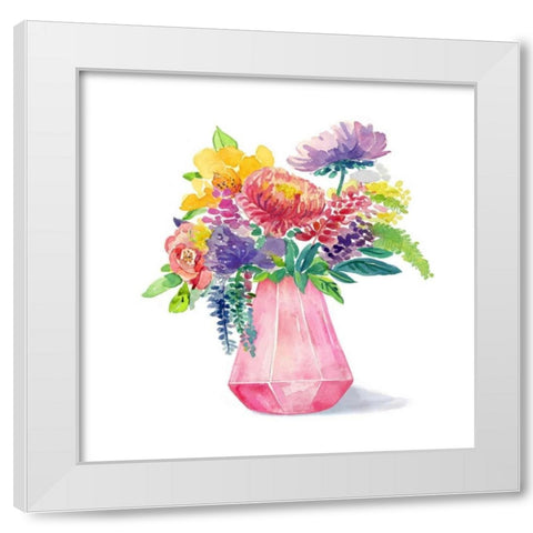Sweet Bouquet 3 White Modern Wood Framed Art Print by Jing, Jin