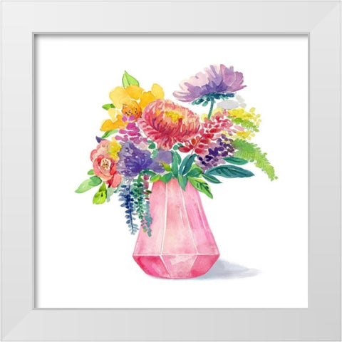 Sweet Bouquet 3 White Modern Wood Framed Art Print by Jing, Jin