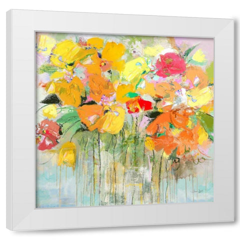 Jubilant White Modern Wood Framed Art Print by Jing, Jin