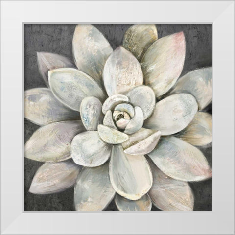 Silver Succulent White Modern Wood Framed Art Print by Jing, Jin