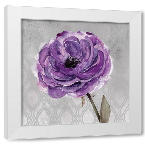 Floral Inspired Plum1 White Modern Wood Framed Art Print by Jing, Jin