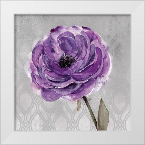Floral Inspired Plum1 White Modern Wood Framed Art Print by Jing, Jin