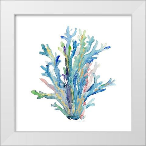 Sea Glass Coral White Modern Wood Framed Art Print by Jin, Jing