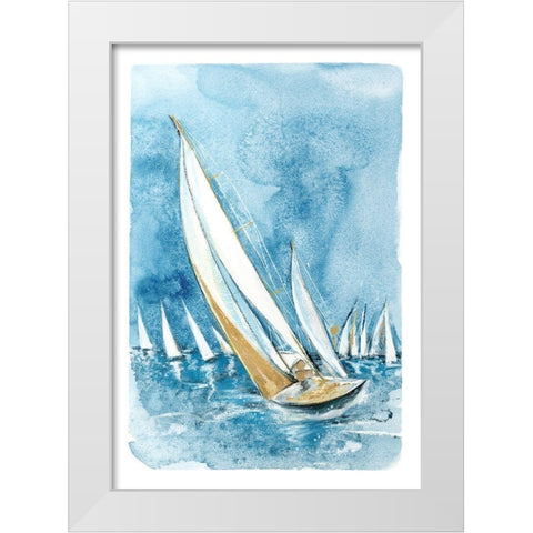 Wind Song White Modern Wood Framed Art Print by Jing, Jin