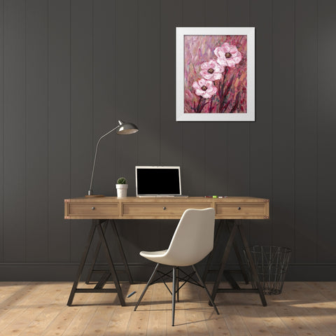 Colourful Flowers White Modern Wood Framed Art Print by Zheng, James