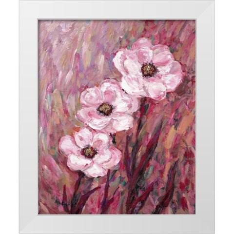 Colourful Flowers White Modern Wood Framed Art Print by Zheng, James