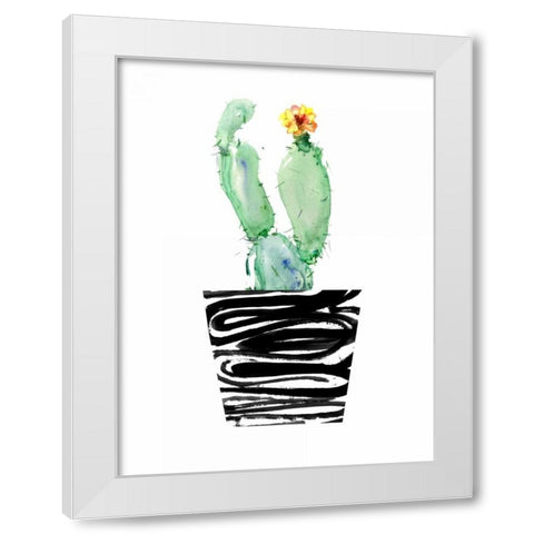 Cute Cactus White Modern Wood Framed Art Print by London, Dakota